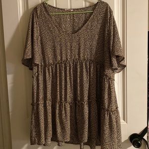 ODDY leopard print tunic/babydoll blouse